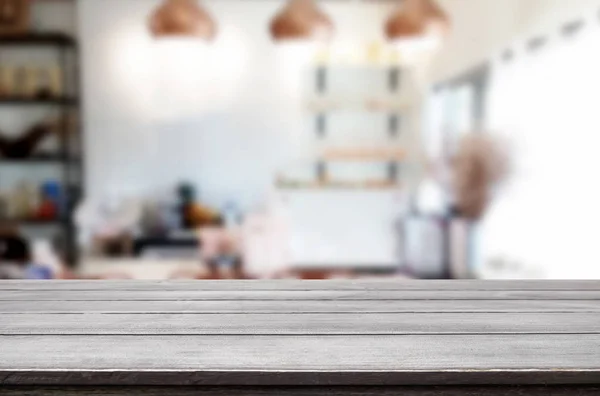 Kijelölt Fókusz Üres Barna Fából Készült Asztal Coffee Shop Életlenítés — Stock Fotó