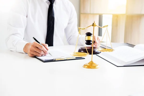 Gavel Sound Block Justice Law Lawyer Working Wooden Desk Background — Stock Photo, Image