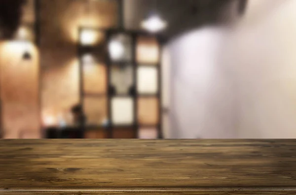 Kijelölt Fókusz Üres Barna Fából Készült Asztal Kávézóban Vagy Fogadtatás — Stock Fotó