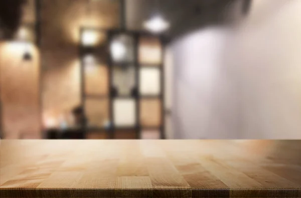 Kijelölt Fókusz Üres Barna Fából Készült Asztal Kávézóban Vagy Fogadtatás — Stock Fotó