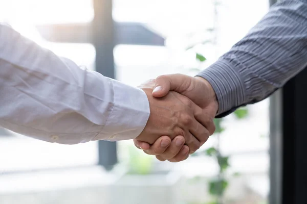 Two Confident Business Man Shaking Hands Meeting Office Success Dealing — Stock Photo, Image