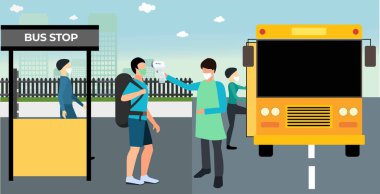 Body temperature checking by travel officer using Contact Less or touch less Thermometer or thermocheck 