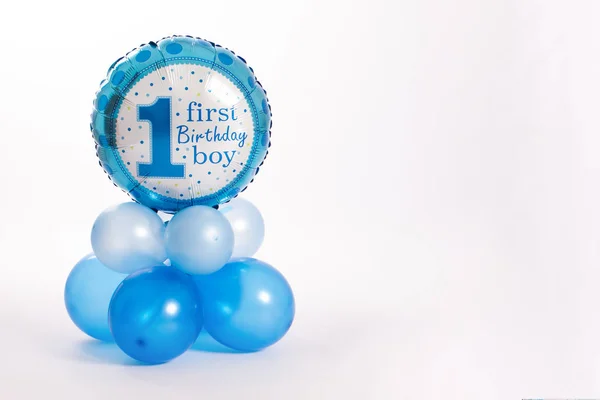 Blue Baloons First Birthday Boy — Stock Photo, Image