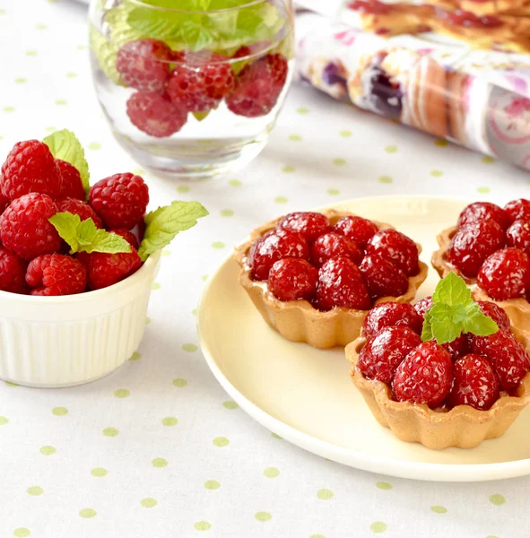 Homemade Mini Tarts Raspberries Fruits — Stock Photo, Image