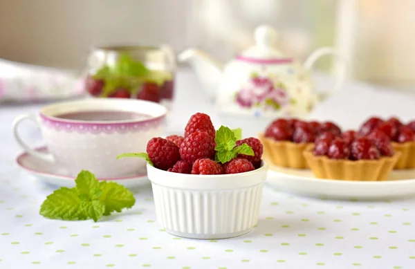 Homemade Mini Tarts Raspberries Fruits — Stock Photo, Image