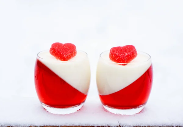 Winter dessert for Valentines Day - Pannna Cotta in snow
