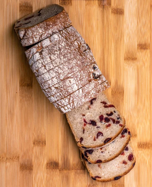 Loaf Bread Cranberry Wooden Board — Stock Photo, Image