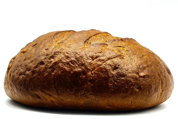 Frisches Rundes Brot Auf Weißem Hintergrund — Stockfoto