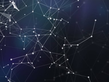 Pleksus hayali soyut teknoloji ve mühendislik arka plan. 3D render. Sibernetik parçacıkları ile dijital arka plan