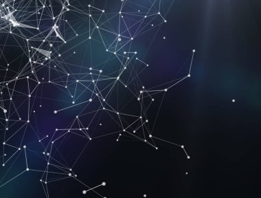 Pleksus hayali soyut teknoloji ve mühendislik arka plan. 3D render. Sibernetik parçacıkları ile dijital arka plan