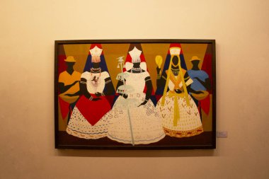 Rio de Janeiro, Brezilya - 02 Ocak 2019: 'Trs Orixs' üç Orishas Portekizce, Brezilyalı ressam, Illustrator ve gravürcü, Djanira da Motta e Silva, Rio Musuem Art MA tarafından bir resim.