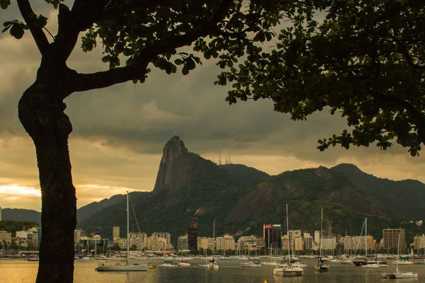 Rio Janeiro Brazylia Stycznia 2019 Praia Urca Beach Zachód Słońca — Zdjęcie stockowe