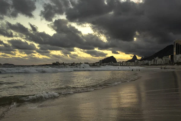 Rio Janeiro Brazylia Marca 2019 Widok Zachód Słońca Copacabana Beach — Zdjęcie stockowe