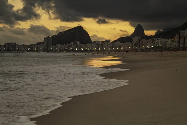 Rio Janeiro Brazylia Marca 2019 Widok Zachód Słońca Copacabana Beach — Zdjęcie stockowe