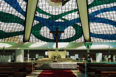 Brasilia, DF, Brezilya - 22 Ağustos 2020: Braslia Katedrali 'nden (