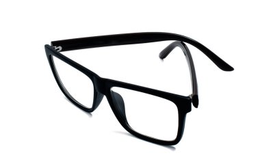 Gözlük simgesi. Siyah çerçeveli gözlükler beyaz arkaplanda izole edildi.