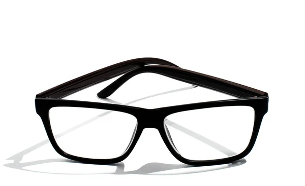 Ikona Okularów Okulary Czarną Ramą Izolowane Białym Tle — Zdjęcie stockowe