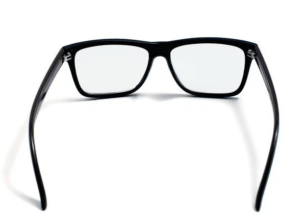 眼镜图标 白色背景上孤立的黑色镜框玻璃 — 图库照片