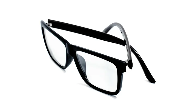 Ikona Okularów Okulary Czarną Ramą Izolowane Białym Tle — Zdjęcie stockowe