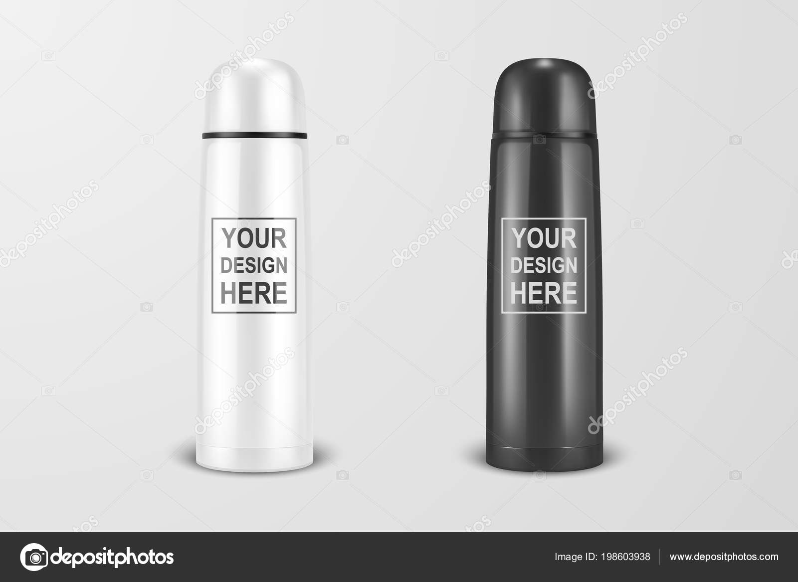Download Vector Realistic 3d White And Black Empty Glossy Metal Vacuum Thermo Tumbler Flask Icon Set Closeup On White Background Design Template Of Packaging Mockup For Graphics Front View Stock Vector Royalty Free