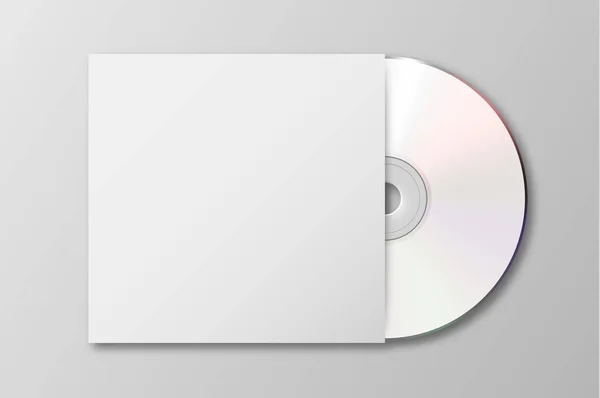 矢量逼真的3d 白色 cd 与封面图标隔离。图形包装样机设计模板。顶部视图 — 图库矢量图片
