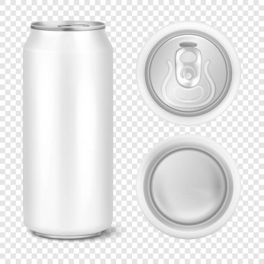 Gerçekçi 3d boş parlak metal beyaz alüminyum bira paketi vektör ya da görsel 500 ml. Kullanılabilir lager, alkol, meşrubat, soda, gazlı pop, limonata, cola, enerji içeceği, meyve suyu, su vb için. Simge