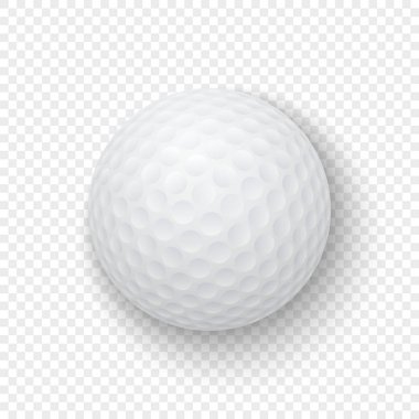 Saydamlık ızgara arka plan üzerinde izole vektör gerçekçi 3d beyaz klasik golf topu simgesini portre. Grafik, Tasarım şablonunda mockup. Üstten görünüm