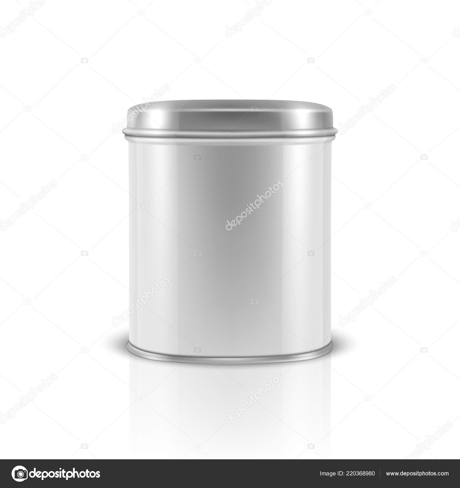 Download Vector Realistic 3d White Blank Metal Tin Can Container Closeup Isolated On White Background Design Template For Packaging Baby Powder Milk Tea Coffee Cereal Etc Mockup Front View Vector Image By C