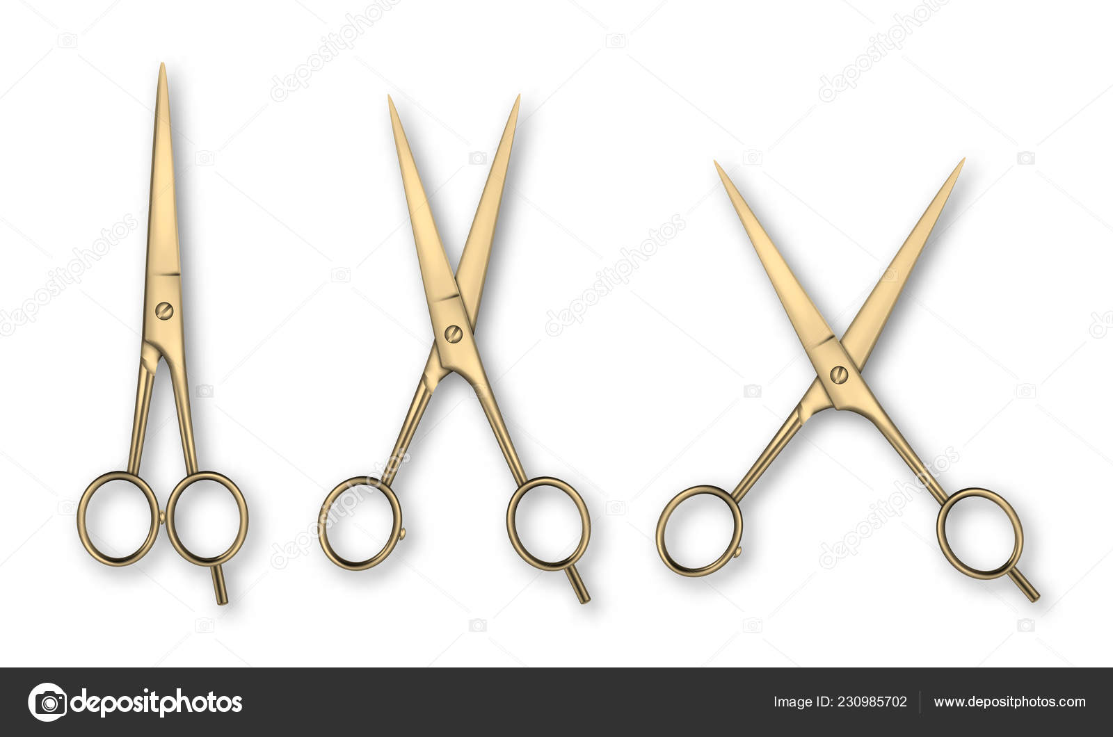 Download Vector 3d Realistic Gold Metal Closed And Opened Stationery Scissors Icon Set Closeup Isolated On White Background Design Template Of Classic Scissors For Graphics Mockup Top View Vector Image By C