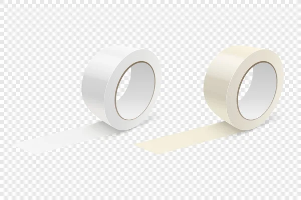 Vektor realistische 3D-Hochglanzband-Roll-Symbol-Set oder Attrappe Nahaufnahme isoliert auf transparentem Hintergrund. Design-Vorlage für Verpackung Klebeband Rolle oder Klebeband für Attrappe. Frontansicht — Stockvektor