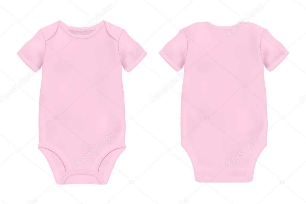 Vector Realistic Blue Blank Baby Bodysuit Template, Mock-up Closeup Isolated on White Background. Front and Back Side. Body children, baby shirt, onesie. Accessories, clothes for newborns. Top view