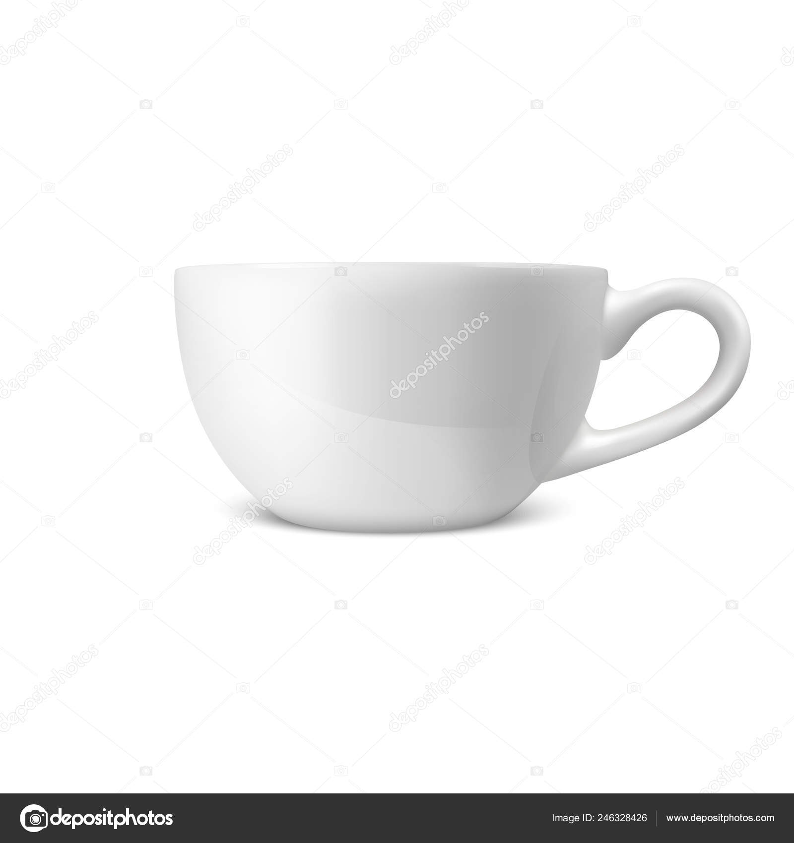 Download Realistic Vector 3d Glossy Blank White Coffee Tea Cup Mug Icon Closeup Isolated On White Background Design Template Of Porcelain Cup Or Mug For Branding Mockup Front View Vector Image By C