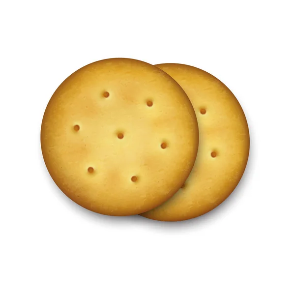 Реалістичний векторні 3d круглі смачні солоне печиво сільському зломщика, печиво набір крупним планом ізольовані на прозорим фоном. Шаблон оформлення солодкого печива, смачні крекери, легке снідання — стоковий вектор