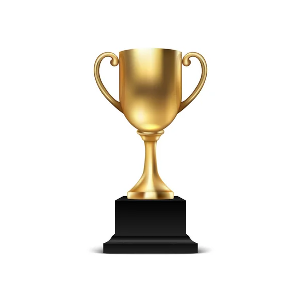 Realistico Vector 3d Blank Golden Champion Cup Icona Isolato su sfondo bianco. Design Template of Championship Trophy. Premio Torneo Sportivo, Gold Winner Cup e Victory Concept — Vettoriale Stock