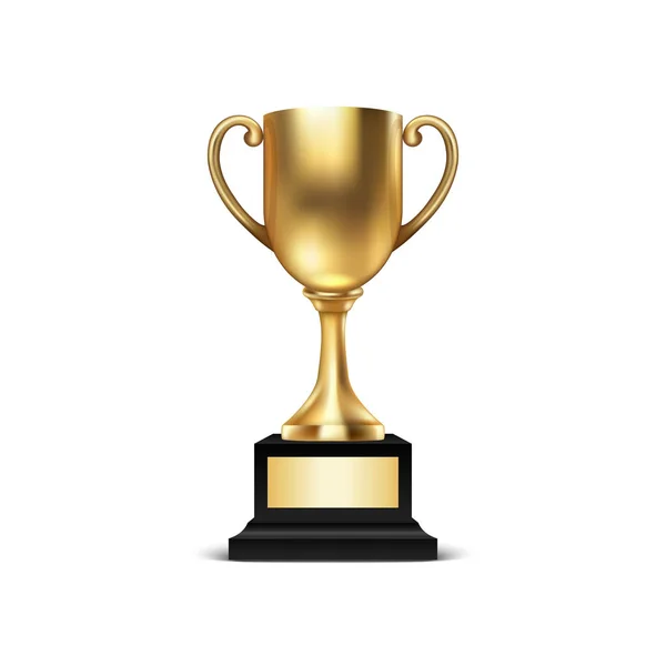 Realistico Vector 3d Blank Golden Champion Cup Icona Isolato su sfondo bianco. Design Template of Championship Trophy. Premio Torneo Sportivo, Gold Winner Cup e Victory Concept — Vettoriale Stock