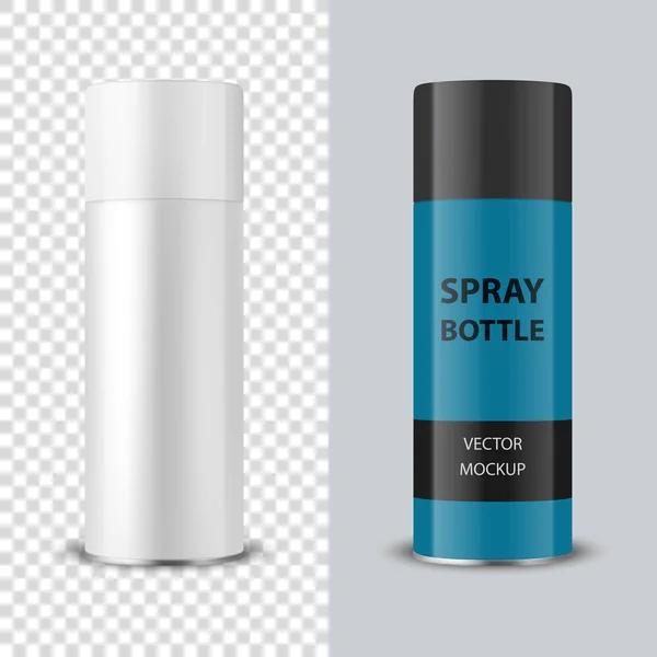 Vector 3d Realistic White Blank Spray Can, Spray Bottle with Cap Closeup Isolated on Transparent Background. Design Template of Sprayer Can for Mock up, Package, Advertising, Hairspray, Deodorant etc