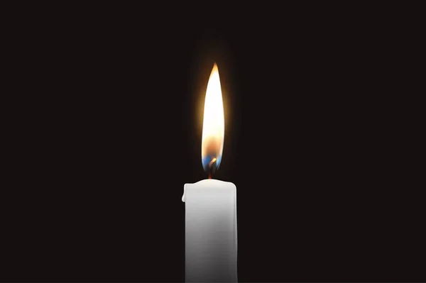 Вектор 3d Refleic One Одиночный Rendwer Белый парафин или Восковая горящая свеча Изолированная на темном или черном фоне. Flame at Night — стоковый вектор