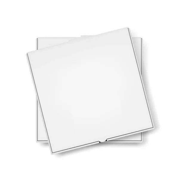 Wektor 3D realistyczny blank biały Pizza Box szablon zbliżenie na białym tle. Makieta do logo, Corporate Design. Widok z góry — Wektor stockowy