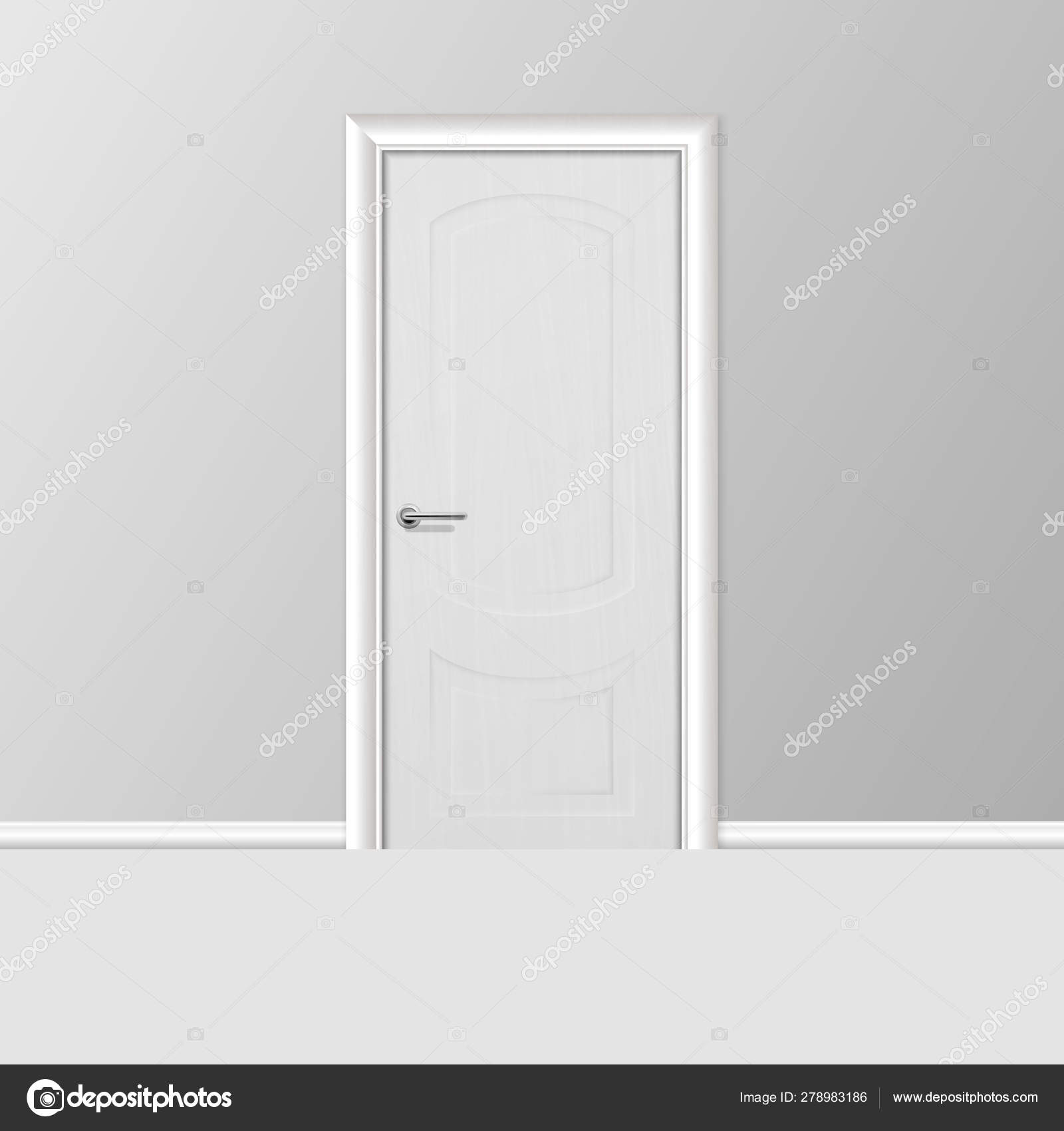 Vector Realistic 3d Simple Modern White Closed Door With