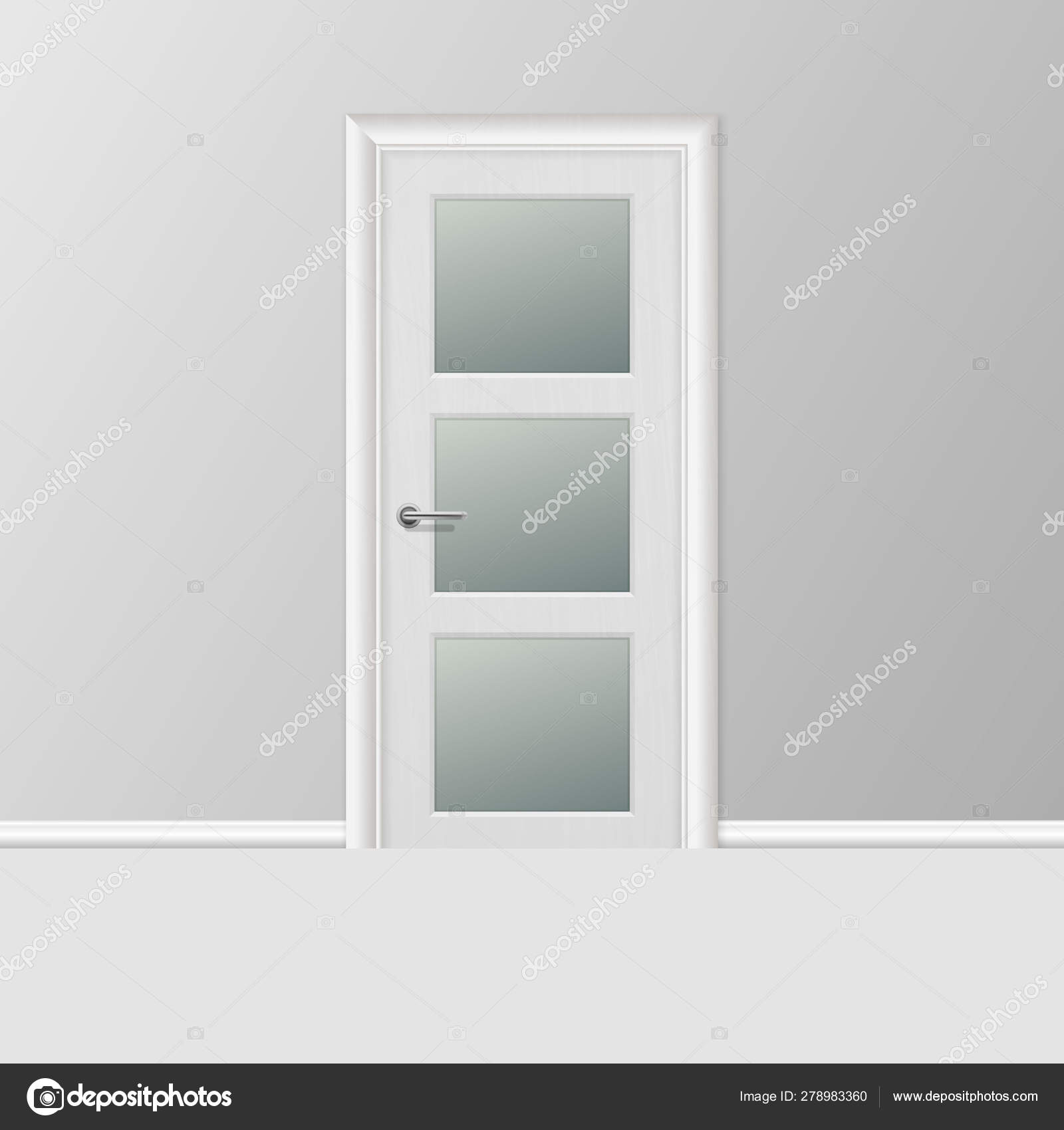 Vector Realistic 3d Simple Modern White Closed Door With