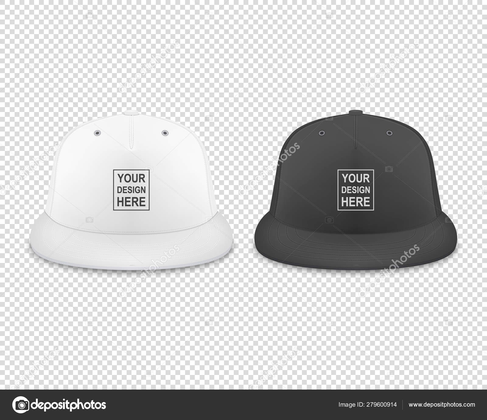 Download Vector 3d Realistic Render White And Black Blank Baseball Snapback Cap Icon Set Closeup Isolated On Transparent Background Design Template For Mock Up Branding Advertise Front View Vector Image By C Gomolach