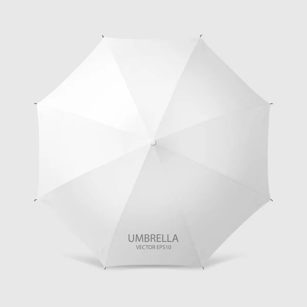 Vector 3d Realistic Render White Blank Umbrella Icon Closeup Isolated on White Background. Design Template of Opened Parasol for Mock-up, Branding, Advertise etc. Top View — Stock Vector