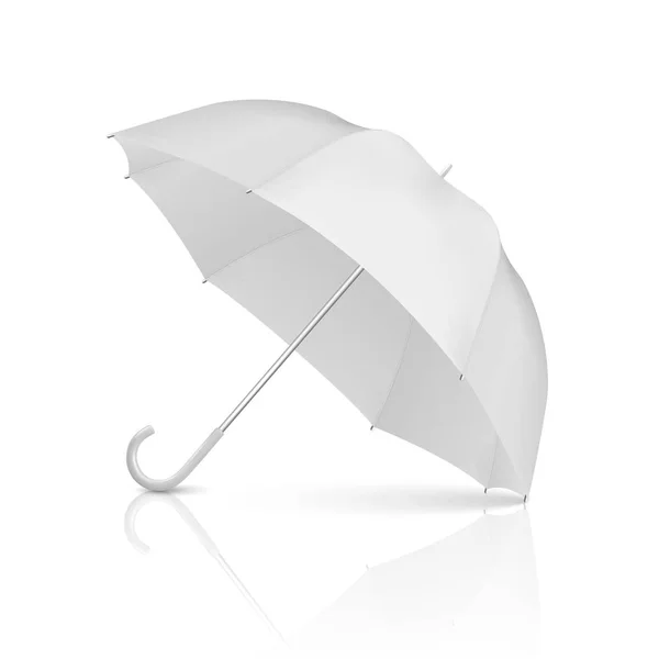 Vector 3d Realistic Render White Blank Umbrella Icon Closeup Isolated on White Background. Design Template of Opened Parasol for Mock-up, Branding, Advertise etc. Front View — Stock Vector