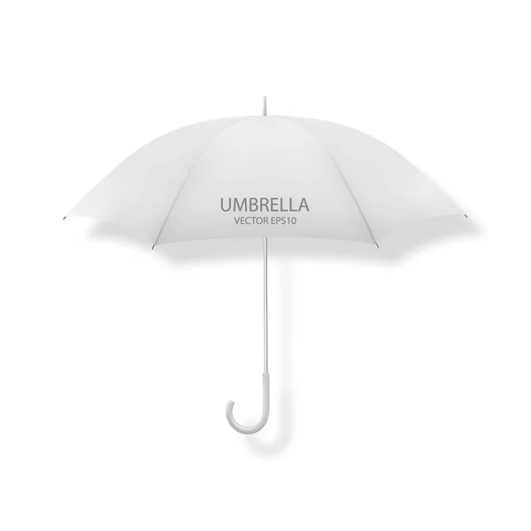 Вектор 3d Render White Blank Umbrella Isolated on White Foundation. Design Template of Open Parasol for Mock-up, Branding, Advertise etc. Вид спереди — стоковый вектор