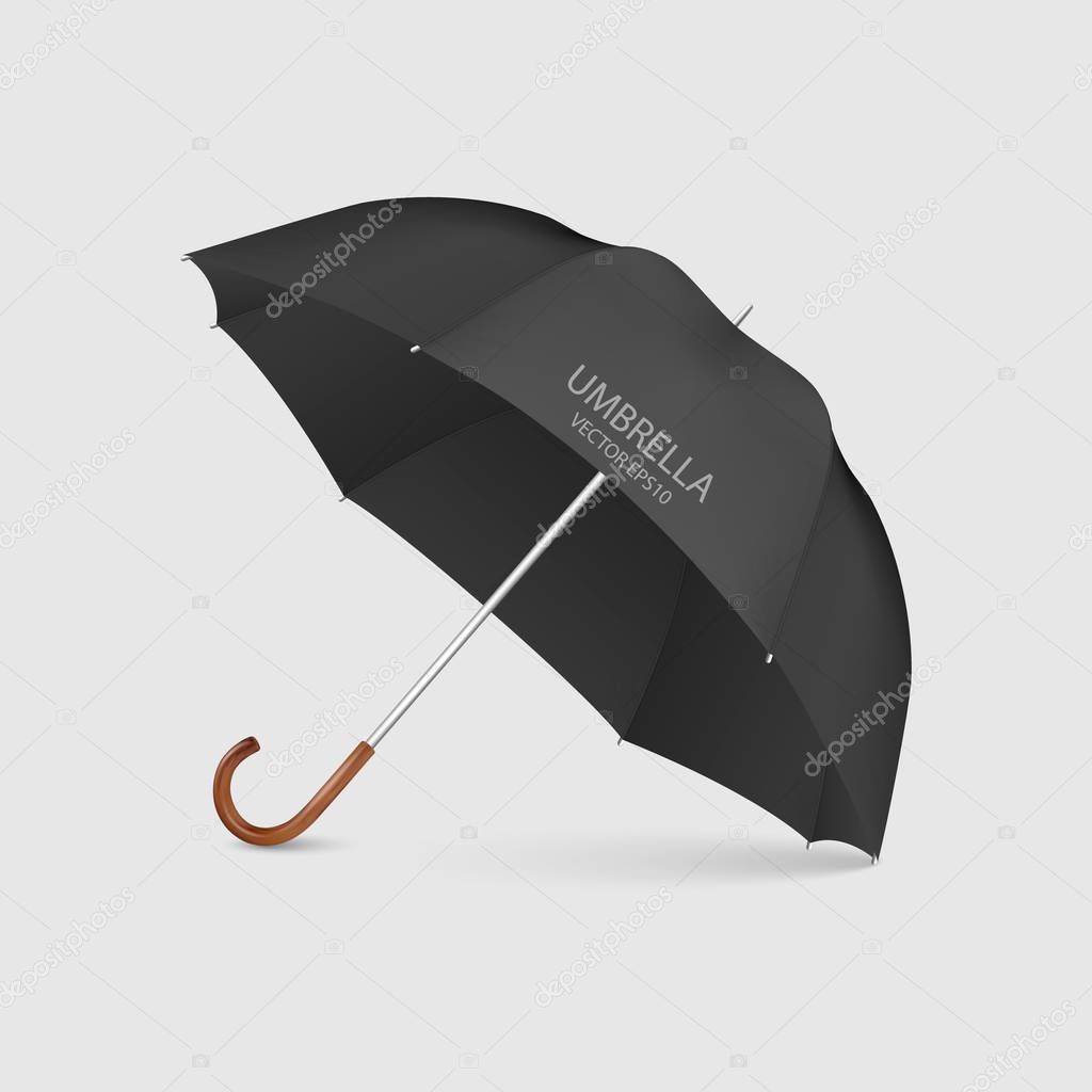 Vector 3d Realistic Render White Blank Umbrella Icon Closeup Isolated on White Background. Design Template of Opened Parasol for Mock-up, Branding, Advertise etc. Front View