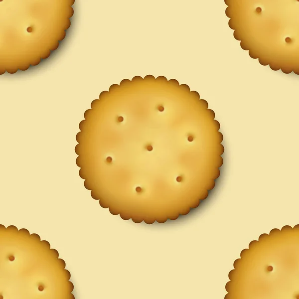 Padrão sem costura com vetor realista 3d rodada deliciosos cookies rústico, biscoito, biscoito. Modelo de design de biscoito doce, biscoitos gostosos, lanche de pequeno-almoço. Papel de parede, Embalagem, Impressão para têxteis — Vetor de Stock