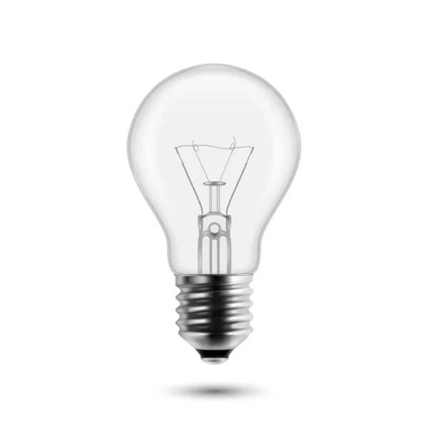 Vektor 3d realistisch aus Glühbirnen-Symbol Nahaufnahme isoliert auf weißem Hintergrund. Designvorlage, Cliparts. Glühende Glühbirnen. Kreativität Idee, unternehmerisches Innovationskonzept — Stockvektor