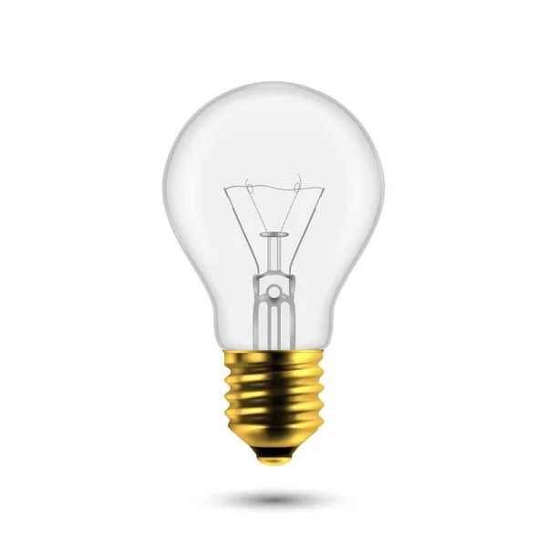 Vector 3d Realistic Golden Off Light Bulb Icon Closeup Isolated on White Background. Design Template, Clipart. Glowing Incandescent Filament Lamps. Creativity Idea, Business Innovation Concept — Stock Vector