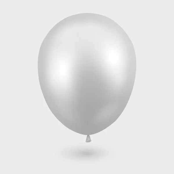 Vector 3d realista brillante metálico blanco globo icono primer plano aislado sobre fondo blanco. Plantilla de diseño de Baloon translúcido para burla. Aniversario, fiesta de cumpleaños. Vista frontal — Archivo Imágenes Vectoriales