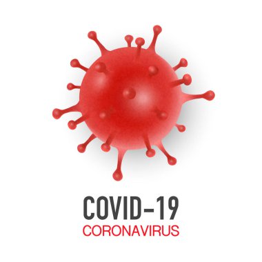 3d Gerçekçi Kırmızı Coronavirüs Bakterili Vektör Banner veya Placard, Beyaz Arkaplanda Hücre Kapanışı İzole Edildi. 2019-nCoV, Covid-2019, Covid-19. Enfeksiyon ve Tehlikeli Konsept. Tasarım Şablonu
